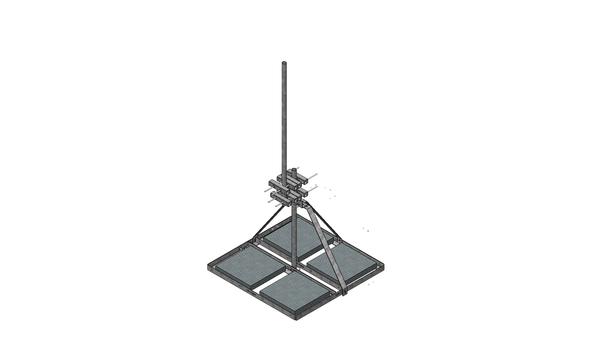 5ft x 5ft Non-Penetrating Ballast Mount with Optional 7ft Extension Pipe