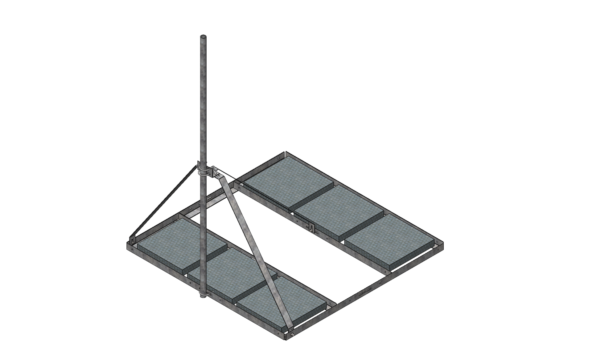 7ft x 7ft Non-Penetrating Ballast Mount HD 2.375″ OD x 10ft Mount Pipe