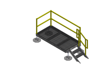 4ft x 8ft Platform Assembly Complete with Perimeter Handrails, Steps, Leveling Feet