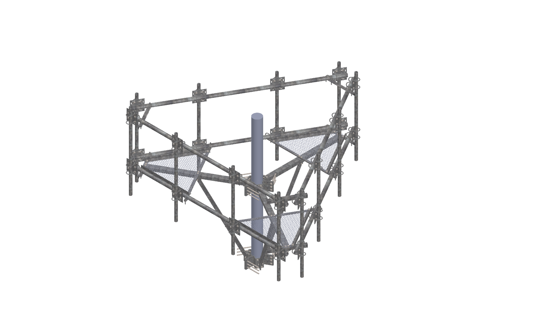 3-Sector Platform Mount (12′-6″ Face Width), 12-Antenna Pipes